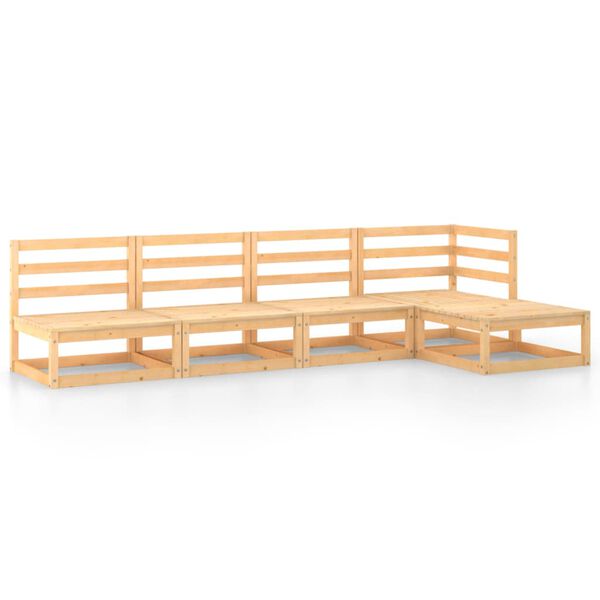 vidaXL 5 pcs conjunto lounge de jardim pinho maci&ccedil;o