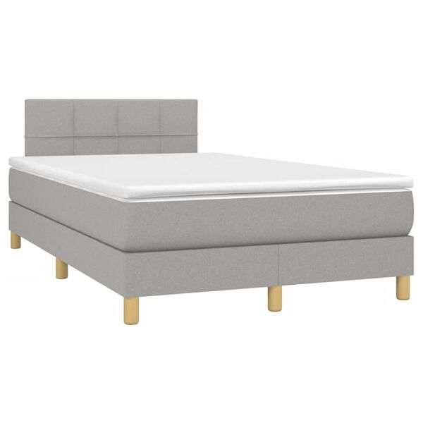 vidaXL Cama box spring c/ colch&atilde;o e LED 120x200 cm tecido cinza-claro
