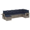 vidaXL Conjunto de sof&aacute; de jardim com 7 pe&ccedil;as e almofadas em rattan sint&eacute;tico cinza