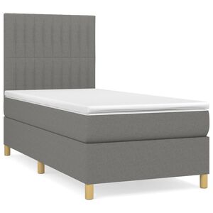 vidaXL Cama com molas/colch&atilde;o 80x200 cm tecido cinzento-escuro