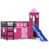 vidaXL Cama alta para crian&ccedil;a com torre 80x200 cm pinho maci&ccedil;o rosa