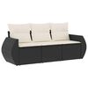 vidaXL 3 pcs conjunto sof&aacute;s de jardim com almofad&otilde;es vime PE preto
