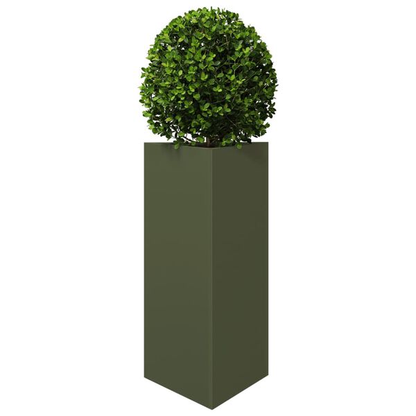 vidaXL Vaso/floreira jardim triangular 40x34,5x70cm a&ccedil;o verde-azeitona