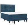 vidaXL Cama com molas/colch&atilde;o 140x190 cm veludo azul-escuro