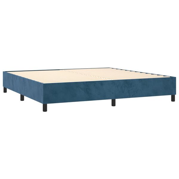 vidaXL Cama com molas/colch&atilde;o 200x200 cm veludo azul-escuro