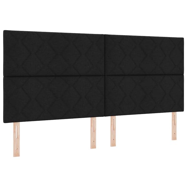 vidaXL Cama Box com colch&atilde;o com cabeceira Preto 200 x 200 cm tecido