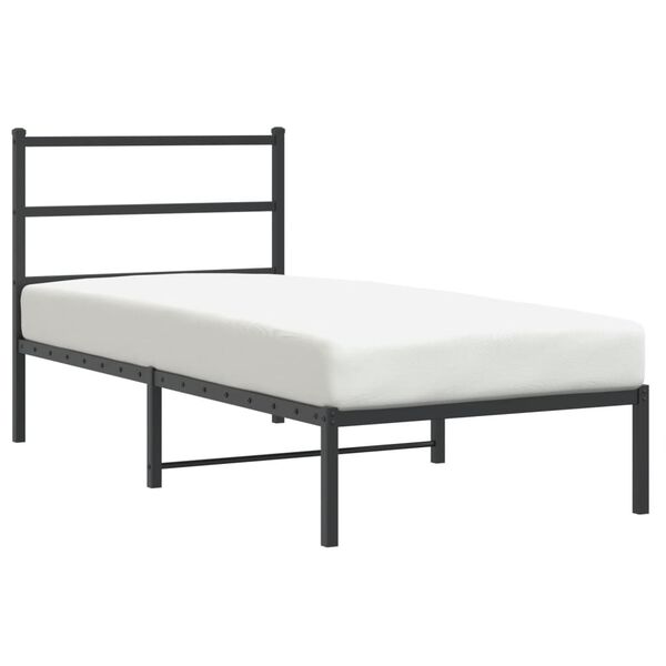 vidaXL Estrutura de cama com cabeceira 90x200 cm metal preto