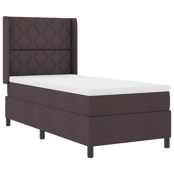 vidaXL Cama Box com colch&atilde;o Castanho escuro 90 x 200 cm tecido