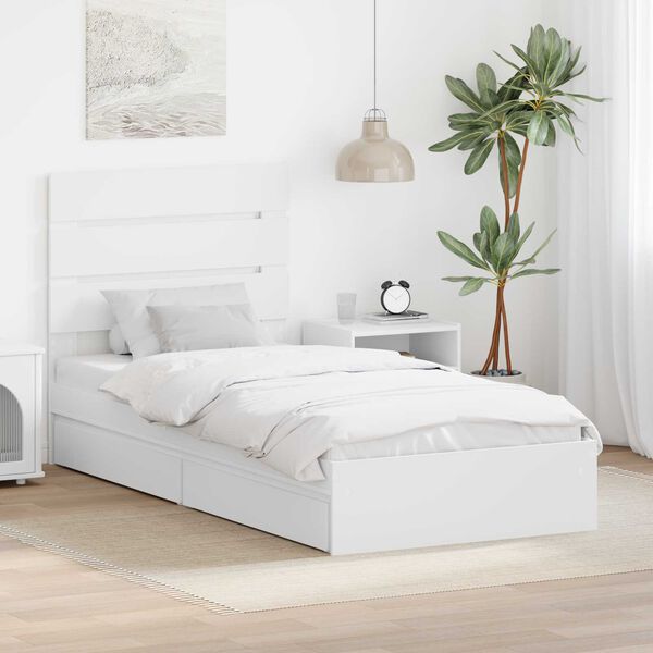 vidaXL Cama com Armazenamento Branco 90 x 190 cm Madeira processada