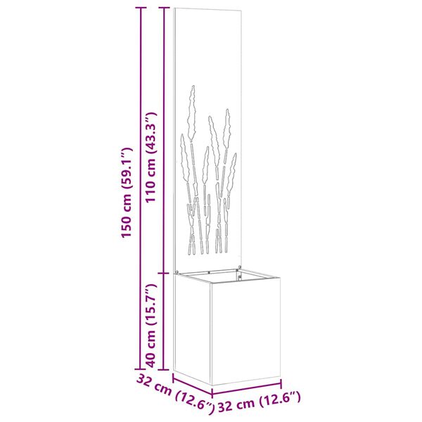 vidaXL Tela de Privacidade para Jardim Ferro Enferrujado 32 x 140 cm