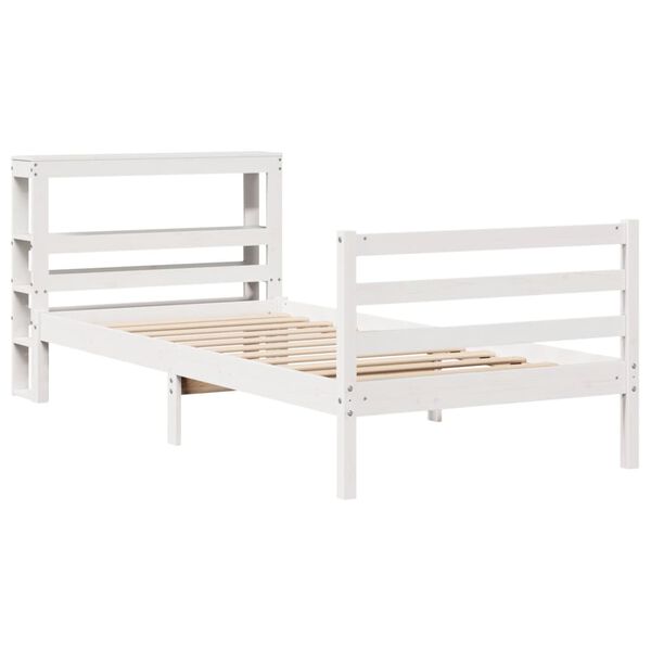 vidaXL Cama sem colch&atilde;o 90x190 cm madeira de pinho maci&ccedil;a branco