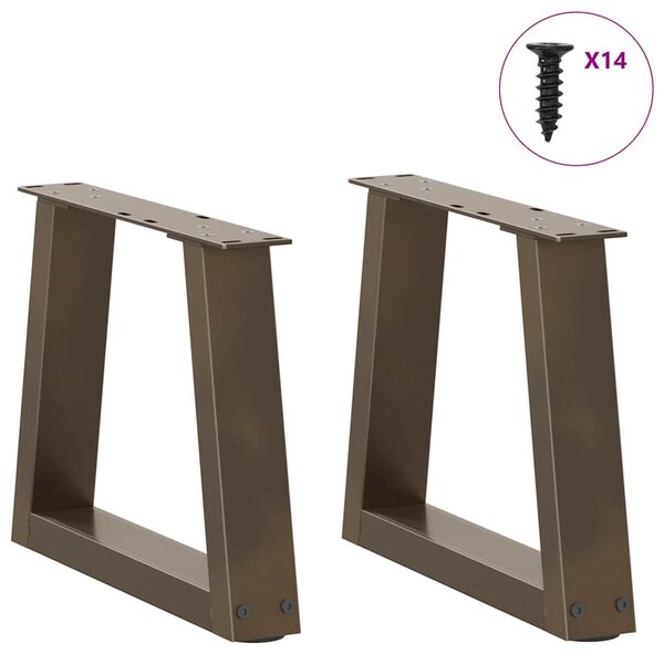 vidaXL P&eacute;s para mesa de centro em formato de V, 2 pe&ccedil;as, a&ccedil;o natural, 40x(30-31,3) cm, a&ccedil;o