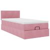 vidaXL Estrutura de cama otomana com colch&atilde;o 80x200 cm veludo rosa