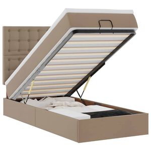 moldura de cama otomano vidaXL com colch&atilde;o Cappucino couro falso