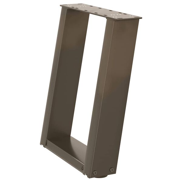 vidaXL P&eacute;s para mesa de centro em formato de U, 2 pe&ccedil;as, a&ccedil;o natural, 38 x (42-43) cm, a&ccedil;o