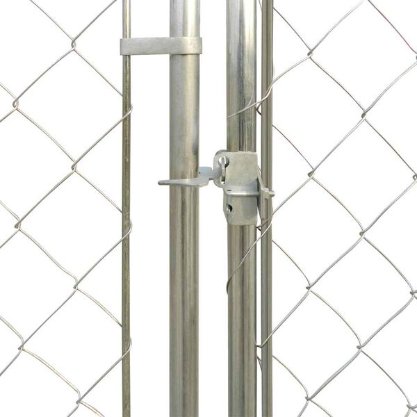 vidaXL Canis para C&atilde;es Prateado 192 x 192 x 195 cm A&ccedil;o galvanizado