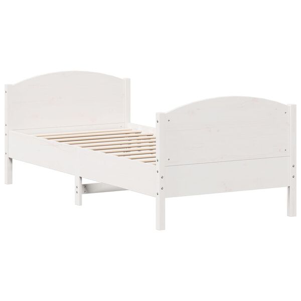 vidaXL Cama sem colch&atilde;o 75x190 cm madeira de pinho maci&ccedil;a branco