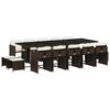 vidaXL 15 pcs conjunto jantar p/ jardim c/ almofad&otilde;es vime PE castanho
