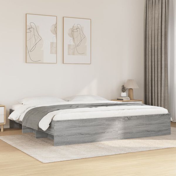 vidaXL Estrutura de cama 200x200 cm derivados madeira cinzento sonoma