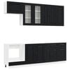 vidaXL Unidade de Cozinha KALMAR 8 pcs Preto Derivados de Madeira