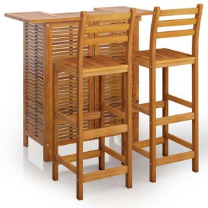 vidaXL 3 pcs conjunto de bar para jardim madeira de ac&aacute;cia maci&ccedil;a