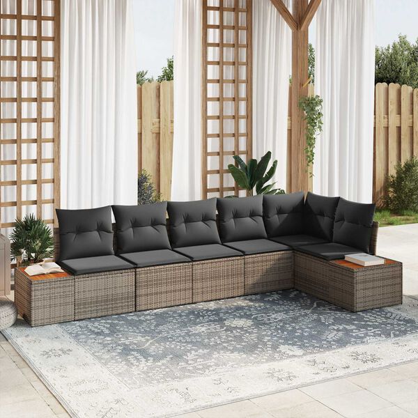 vidaXL Conjunto de Sof&aacute; de Jardim 6 pcs Cinzeto Rattan Sint&eacute;tico