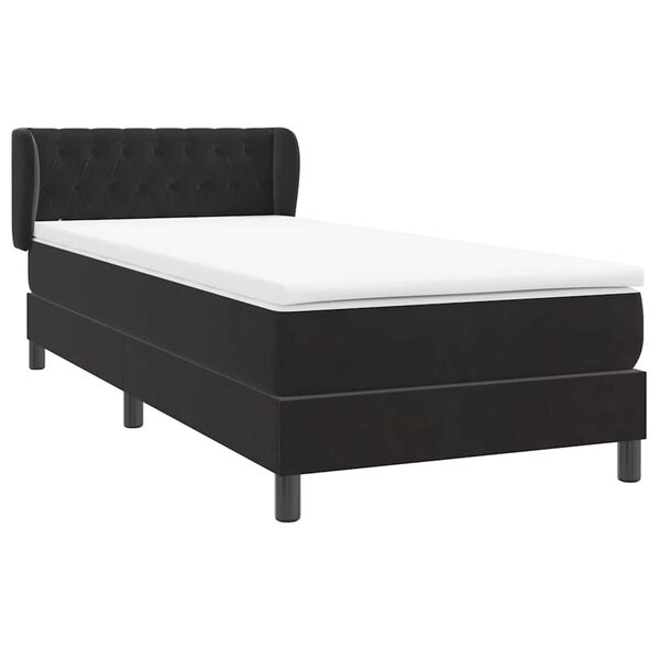 vidaXL Cama com molas/colch&atilde;o preto 80x210 cm veludo