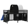vidaXL Cama alta crian&ccedil;a c/ t&uacute;nel 90x190 cm pinho maci&ccedil;o branco/preto