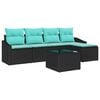 vidaXL Conjunto de Sof&aacute;s 6 unid. Preto vime PE