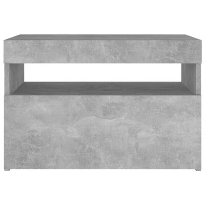 vidaXL Mesa de cabeceira & luzes LED 60x35x40 cm cinza cimento