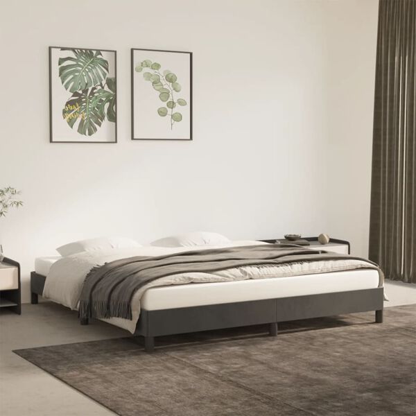 vidaXL Estrutura de cama sem colch&atilde;o 160x200 cm veludo cinzento-escuro