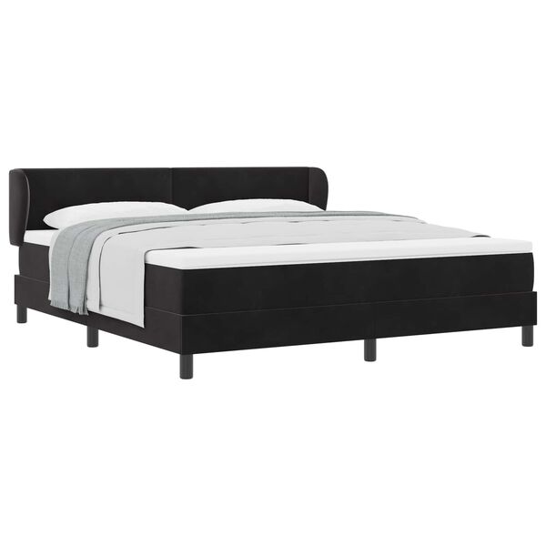 vidaXL Cama Box com colch&atilde;o com cabeceira Preto 180 x 200 cm Veludo