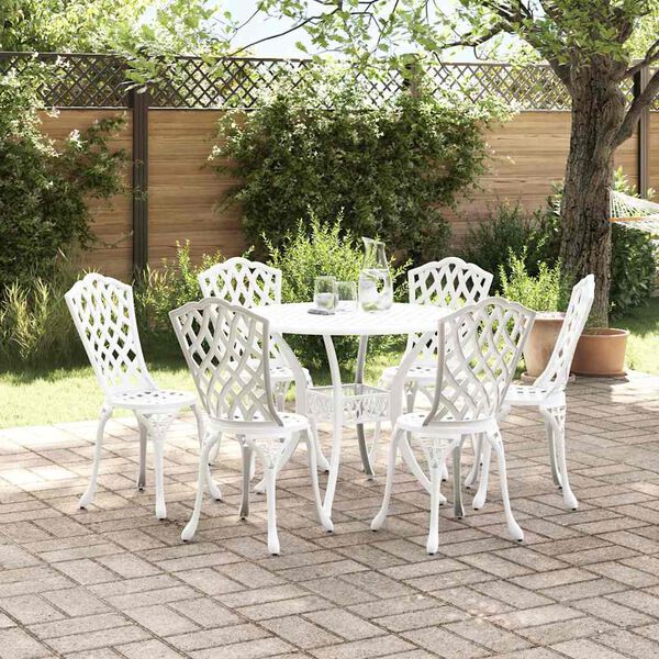 vidaXL Conjunto de Jantar para Jardim 7 pcs Branco Alum&iacute;nio