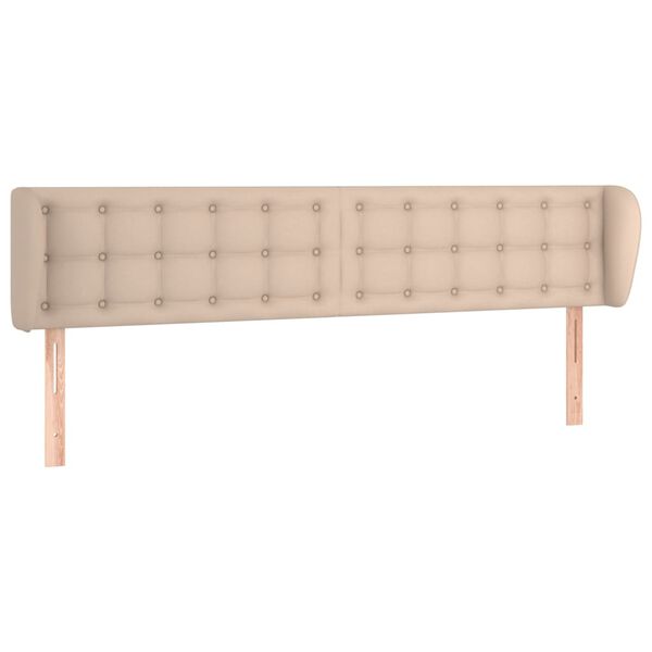 vidaXL Cabeceira cama abas couro artificial 163x23x78/88 cm cappuccino
