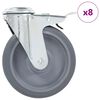 vidaXL 8 pcs rodas girat&oacute;rias com orif&iacute;cio para parafuso 125 mm