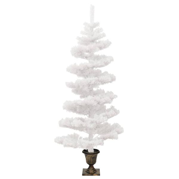 vidaXL Árvore de Natal rotativa pré-iluminada + vaso PVC 120 cm branco