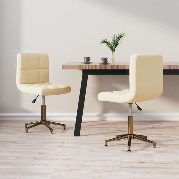 vidaXL Cadeiras de jantar girat&oacute;rias 2 pcs veludo cor creme