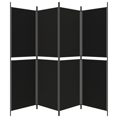 vidaXL Biombo/divisória com 4 painéis 200x180 cm tecido preto