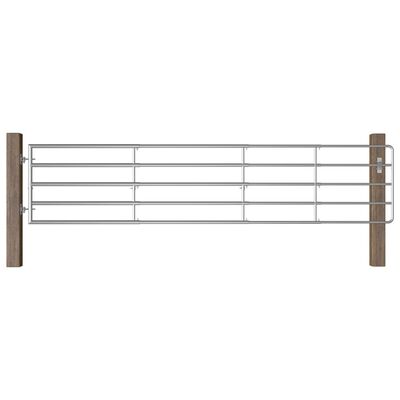 vidaXL Portão para campo 5 barras aço (150-400)x90 cm prateado