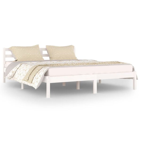 vidaXL Estrutura de cama 160x200 cm pinho maciço branco