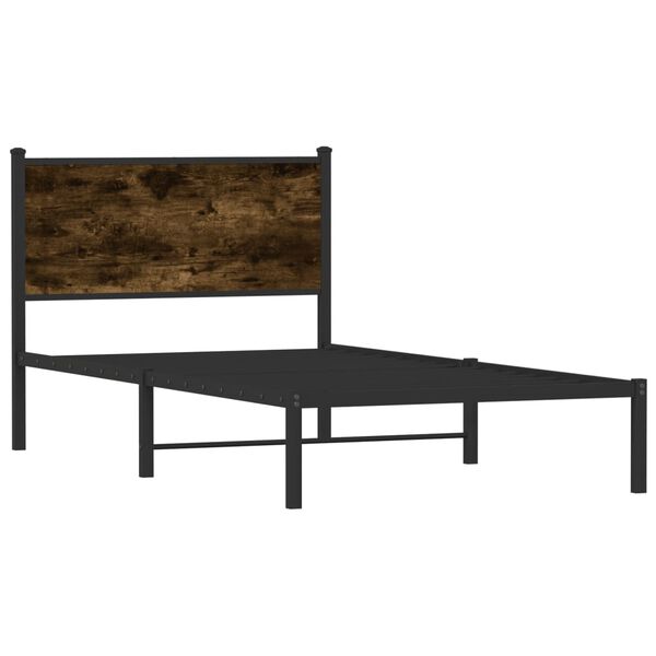 vidaXL Estrutura de cama sem colchão 100x190 cm metal carvalho fumado