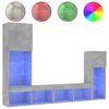 vidaXL 4 pcs m&oacute;veis parede p/ TV c/ LEDs deriv. madeira cinza cimento