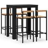vidaXL 5 pcs conjunto de bar p/ jardim vime PE/ac&aacute;cia maci&ccedil;a preto