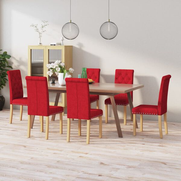 vidaXL Cadeiras de jantar 6 pcs tecido vermelho-tinto