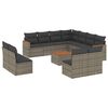 vidaXL 12 pcs conjunto de sof&aacute;s jardim c/ almofad&otilde;es vime PE cinzento