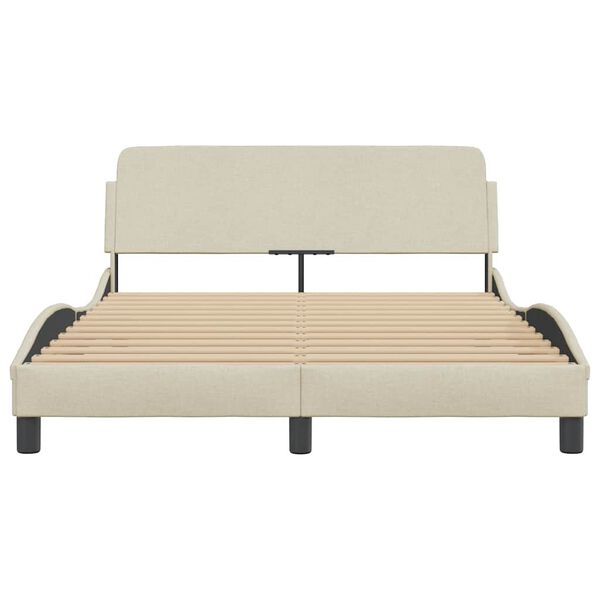 vidaXL Estrutura de cama Dover 120x200 cm tecido cor creme
