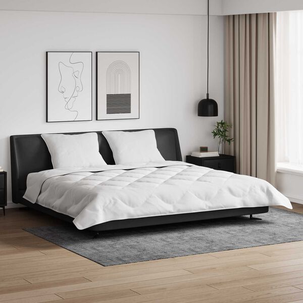 vidaXL Duvet com Travesseiros 3 pcs Branco Microfibra e Penas de Ganso