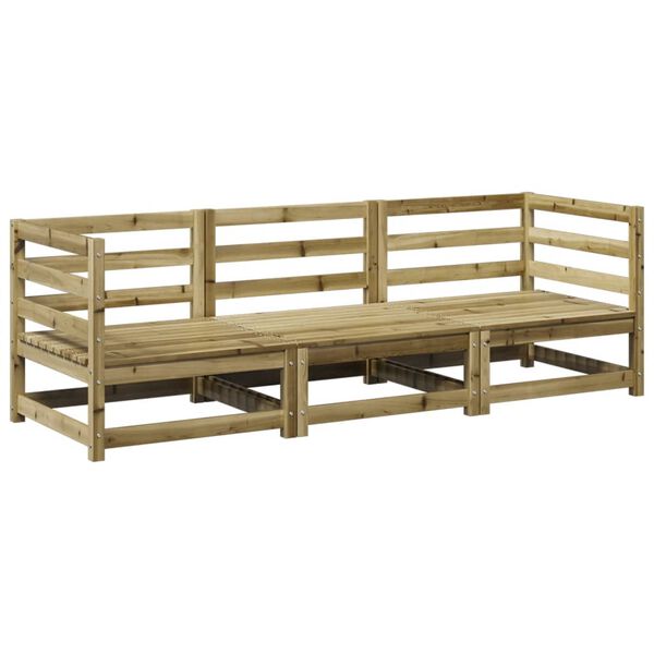 vidaXL 3 pcs conjunto de sof&aacute;s para jardim madeira de pinho impregnada