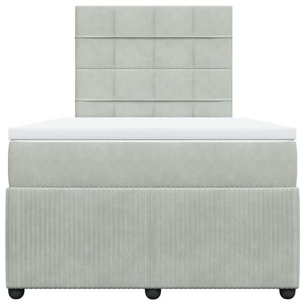 vidaXL Cama boxspring c/ colch&atilde;o 120x200 cm veludo cinzento-claro