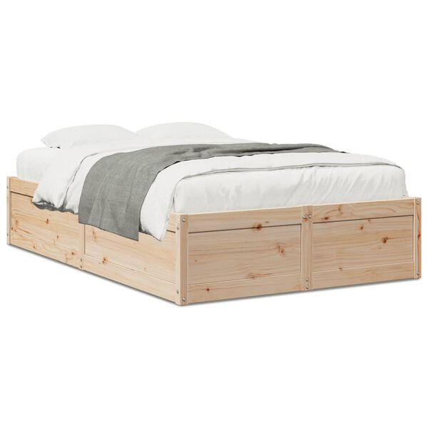 vidaXL Cama sem colch&atilde;o 135x190 cm madeira de pinho maci&ccedil;a